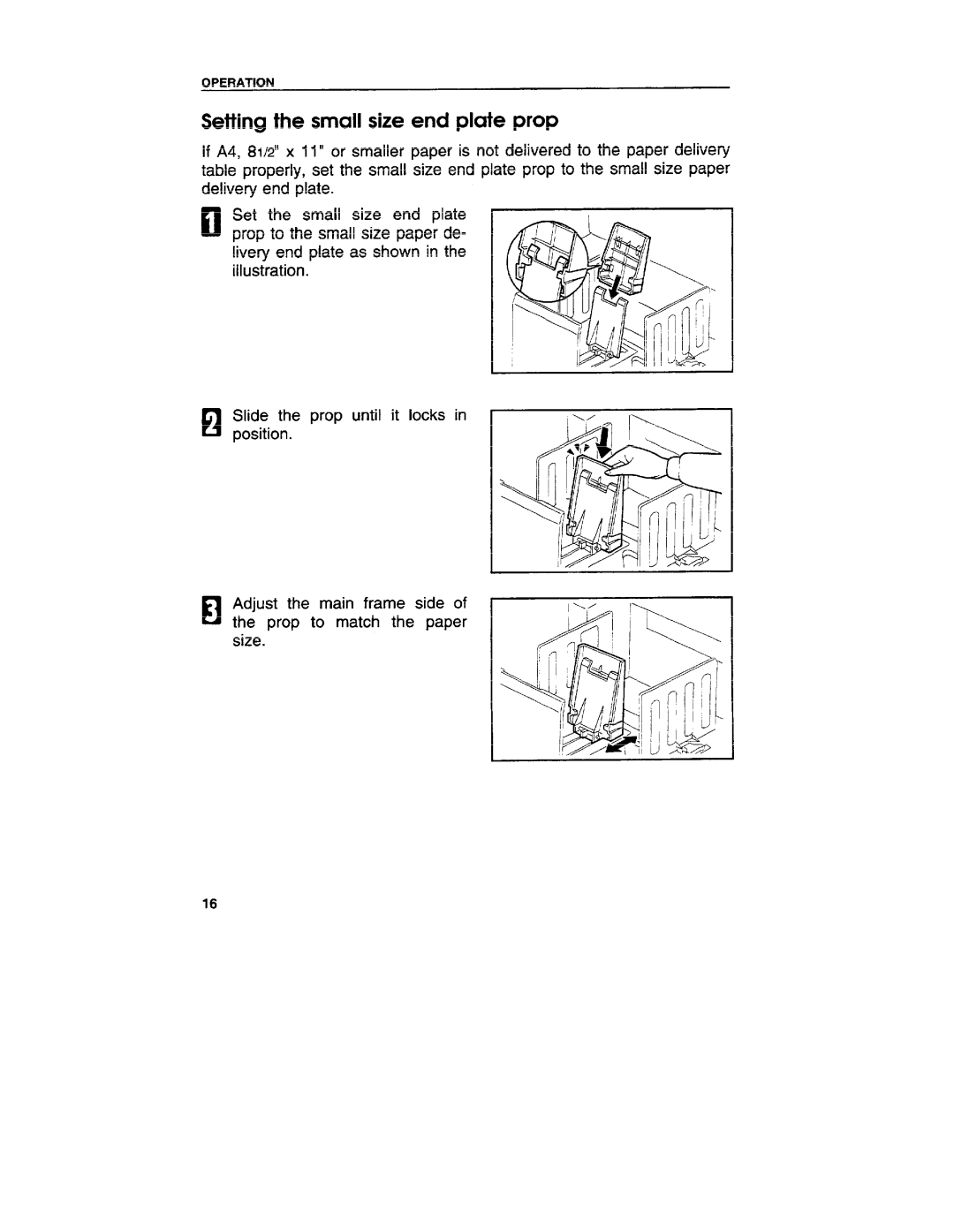 Ricoh VT3800 manual Setting the small size end plate prop 