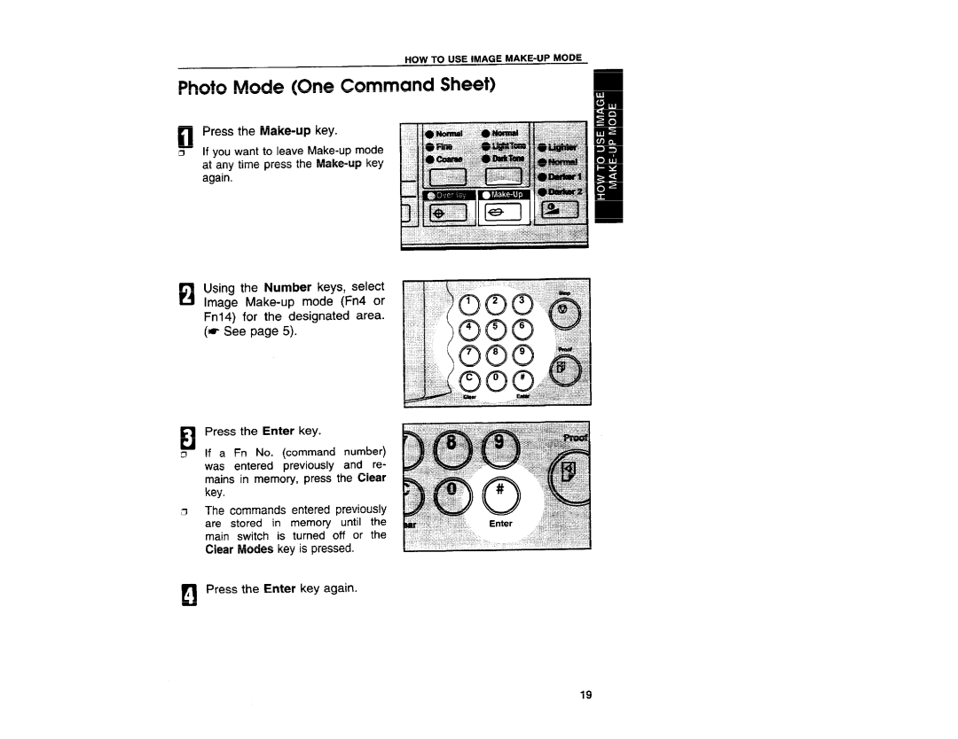 Ricoh VT3800 manual Photo Mode One Command Sheet 