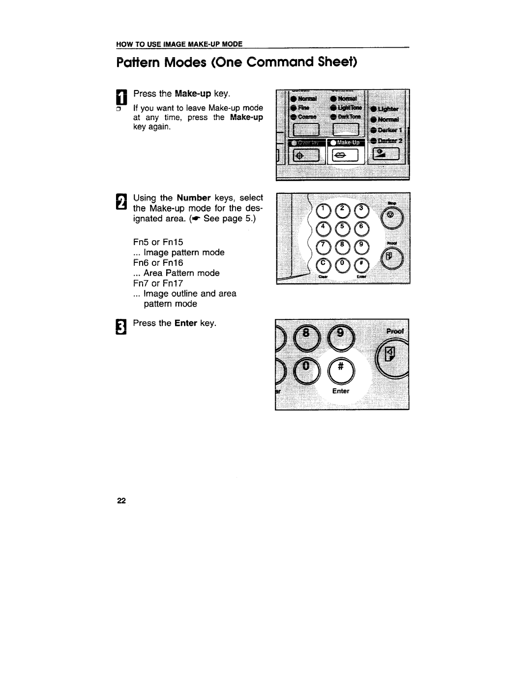 Ricoh VT3800 manual Pattern Modes One Command Sheet 