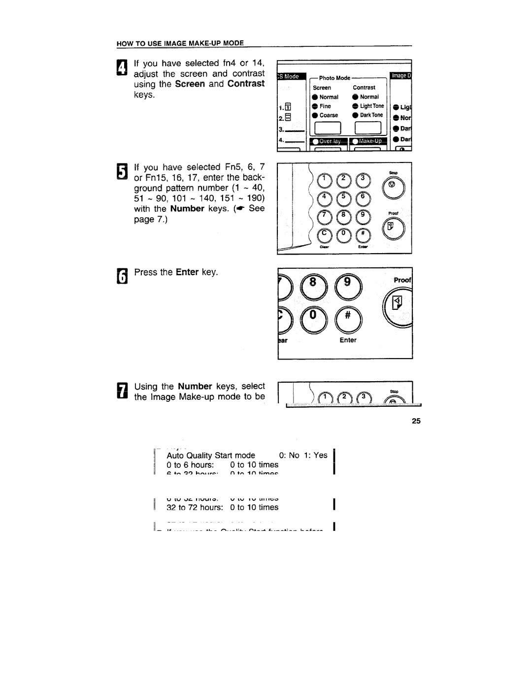 Ricoh VT3800 manual Using the Screen and Contrast keys 