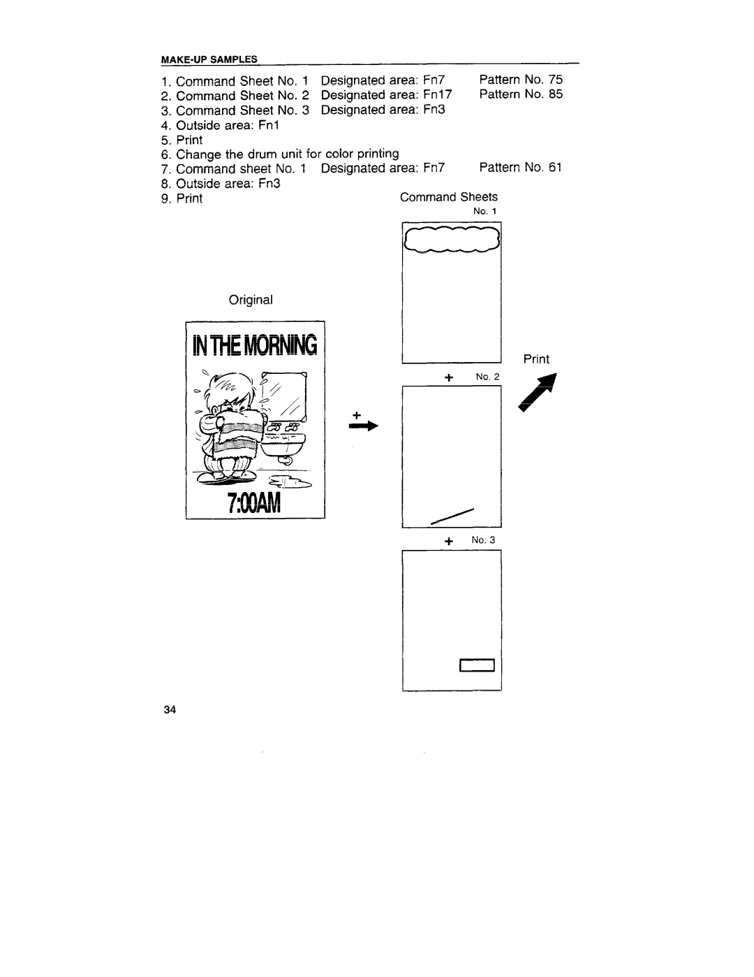 Ricoh VT3800 manual Command Sheet No Designated area Fn7 Pattern No 