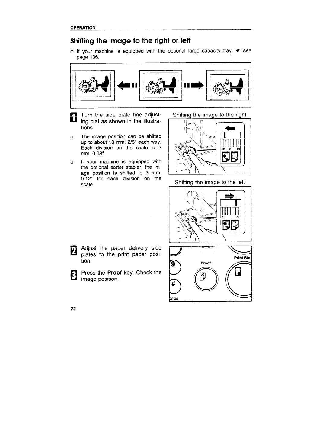 Ricoh VT3800 manual Shifting the image to the right or left 