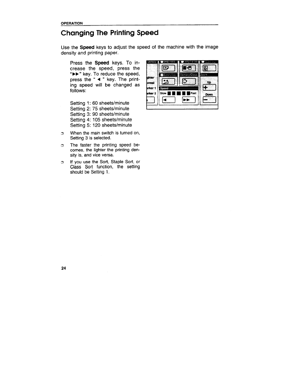 Ricoh VT3800 manual Changing The Printing Speed 