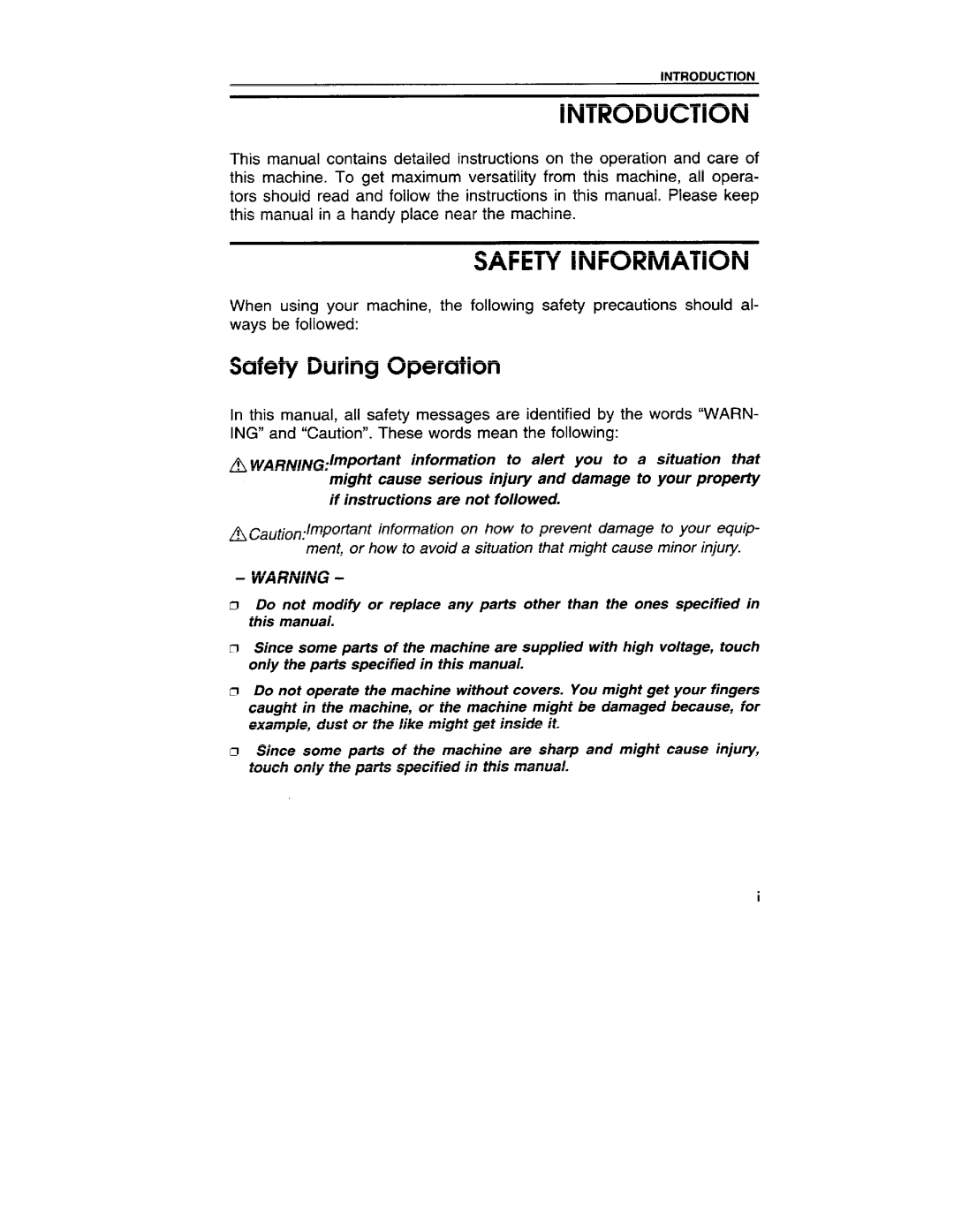 Ricoh VT3800 manual Introduction, Safety During Operation 