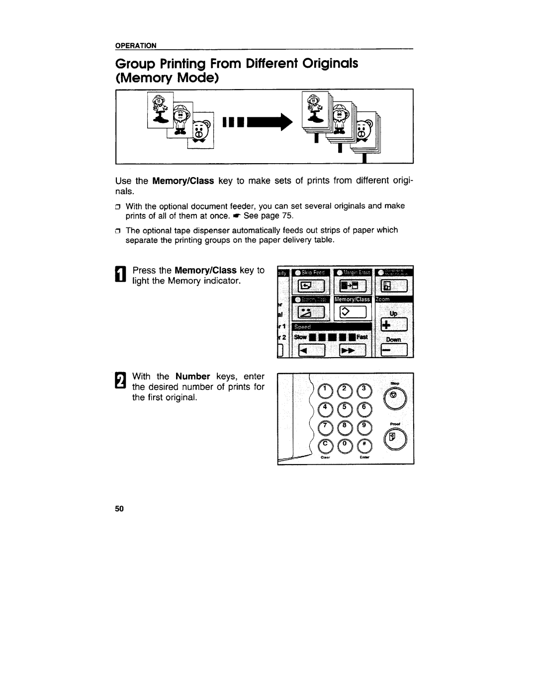 Ricoh VT3800 manual Group Printing From Different Originals Memory Mode 