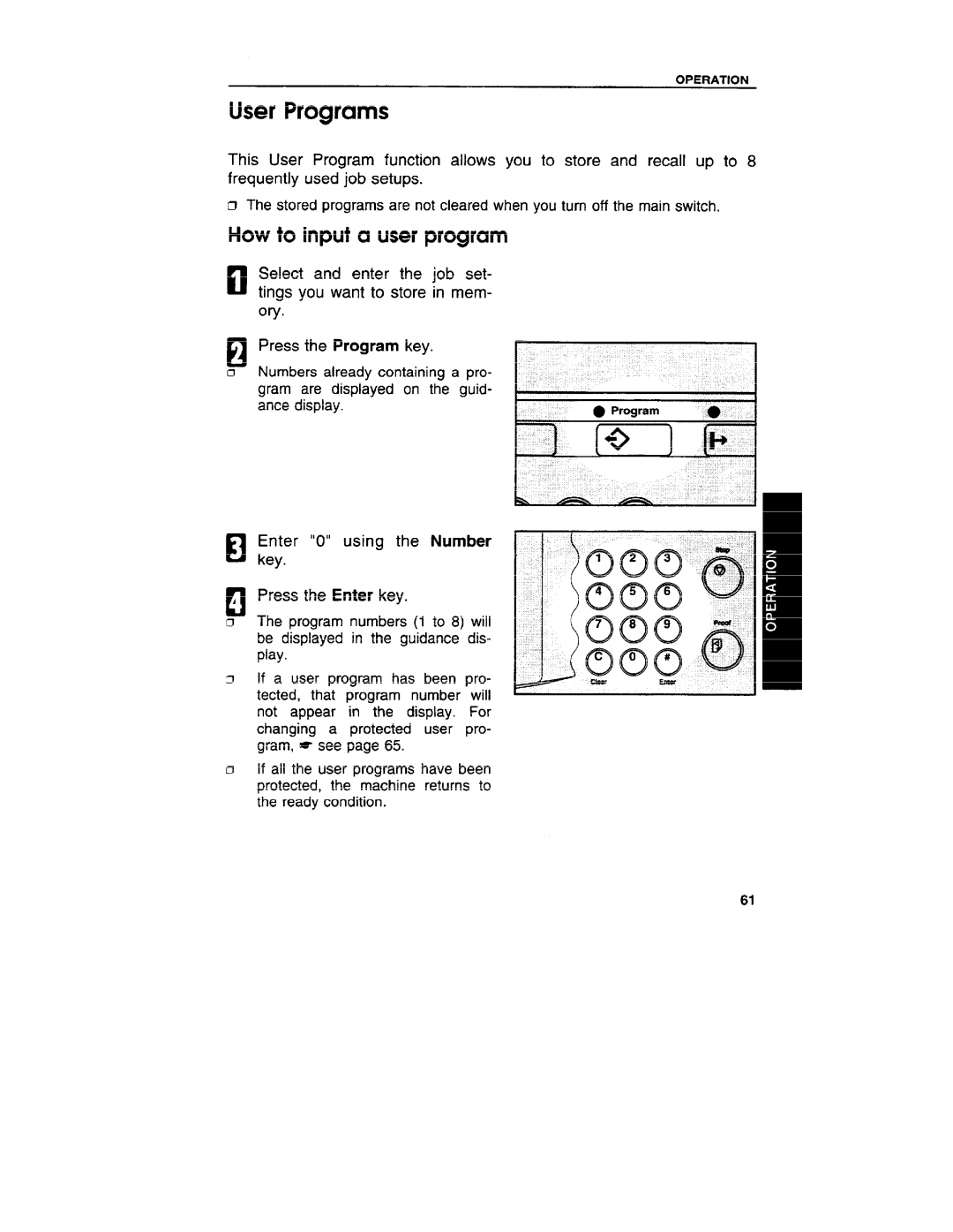 Ricoh VT3800 manual User Programs, How to input a user program 