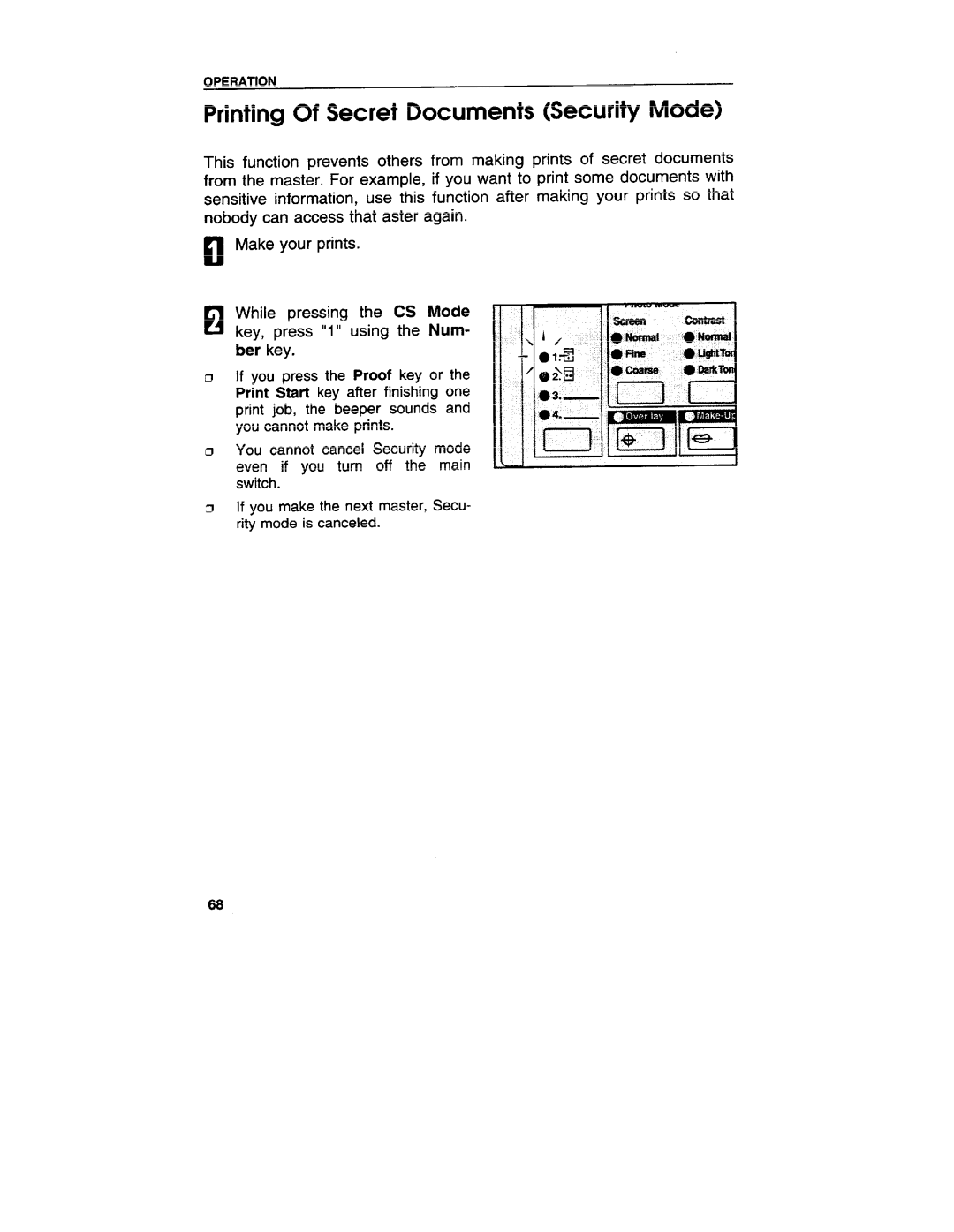 Ricoh VT3800 manual Printing Of Secret Documents Security Mode 