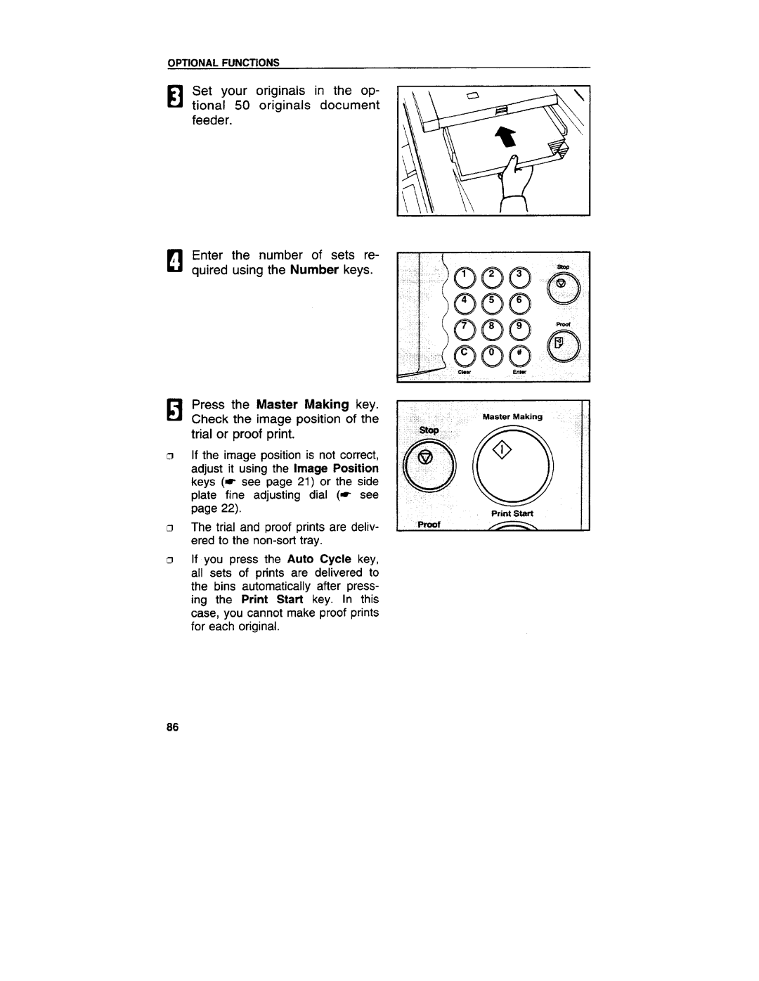 Ricoh VT3800 manual Number keys, Trial and proof prints are deliv 