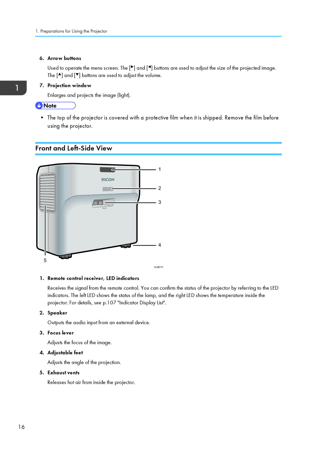 Ricoh WX4130n operating instructions Front and Left-Side View 