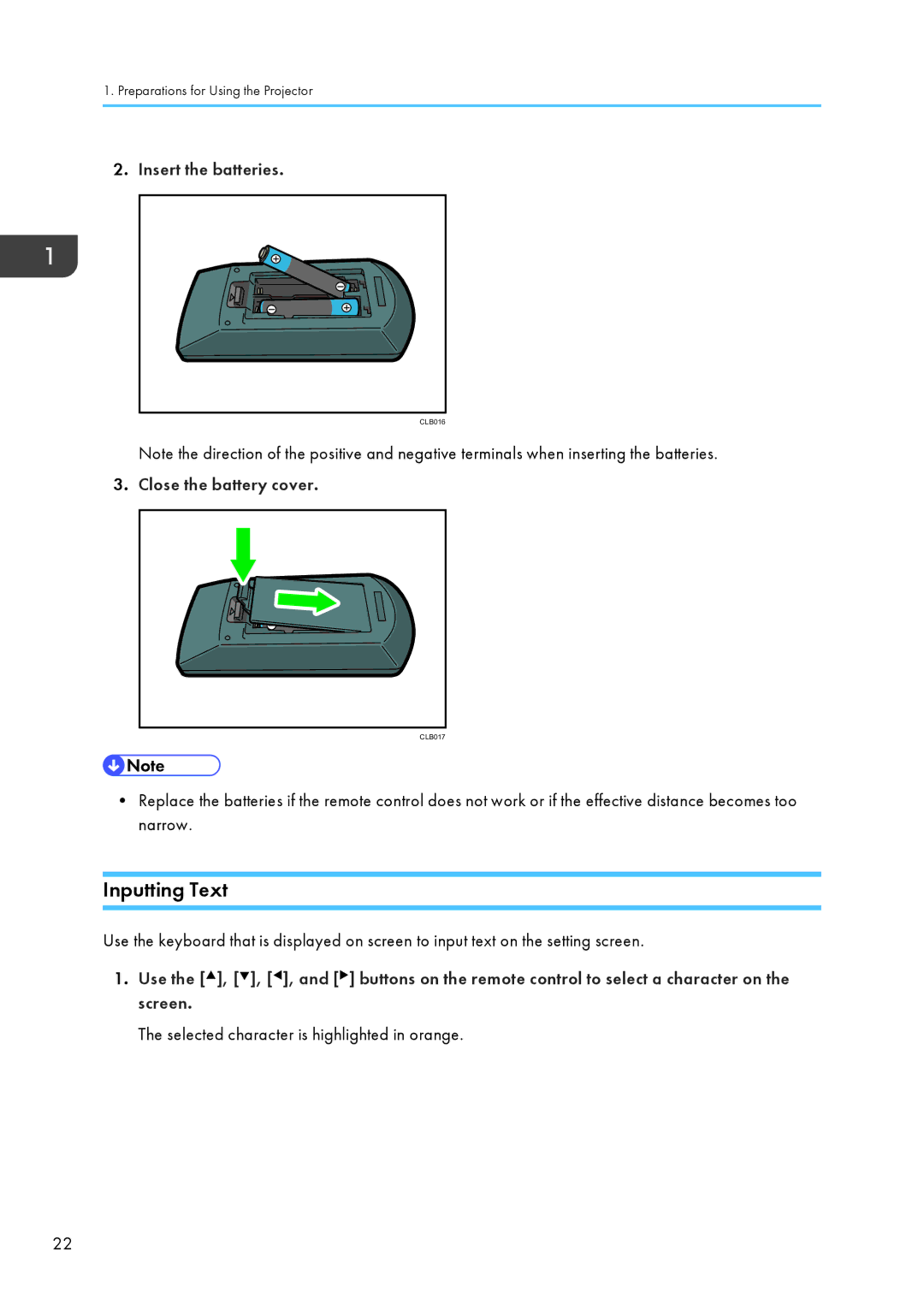 Ricoh WX4130n operating instructions Inputting Text, Insert the batteries, Close the battery cover 