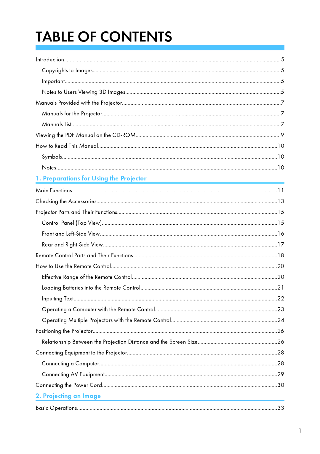 Ricoh WX4130n operating instructions Table of Contents 