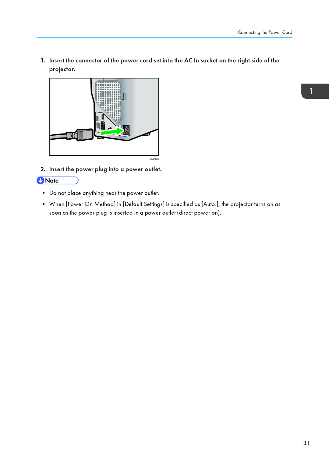 Ricoh WX4130n operating instructions Insert the power plug into a power outlet 