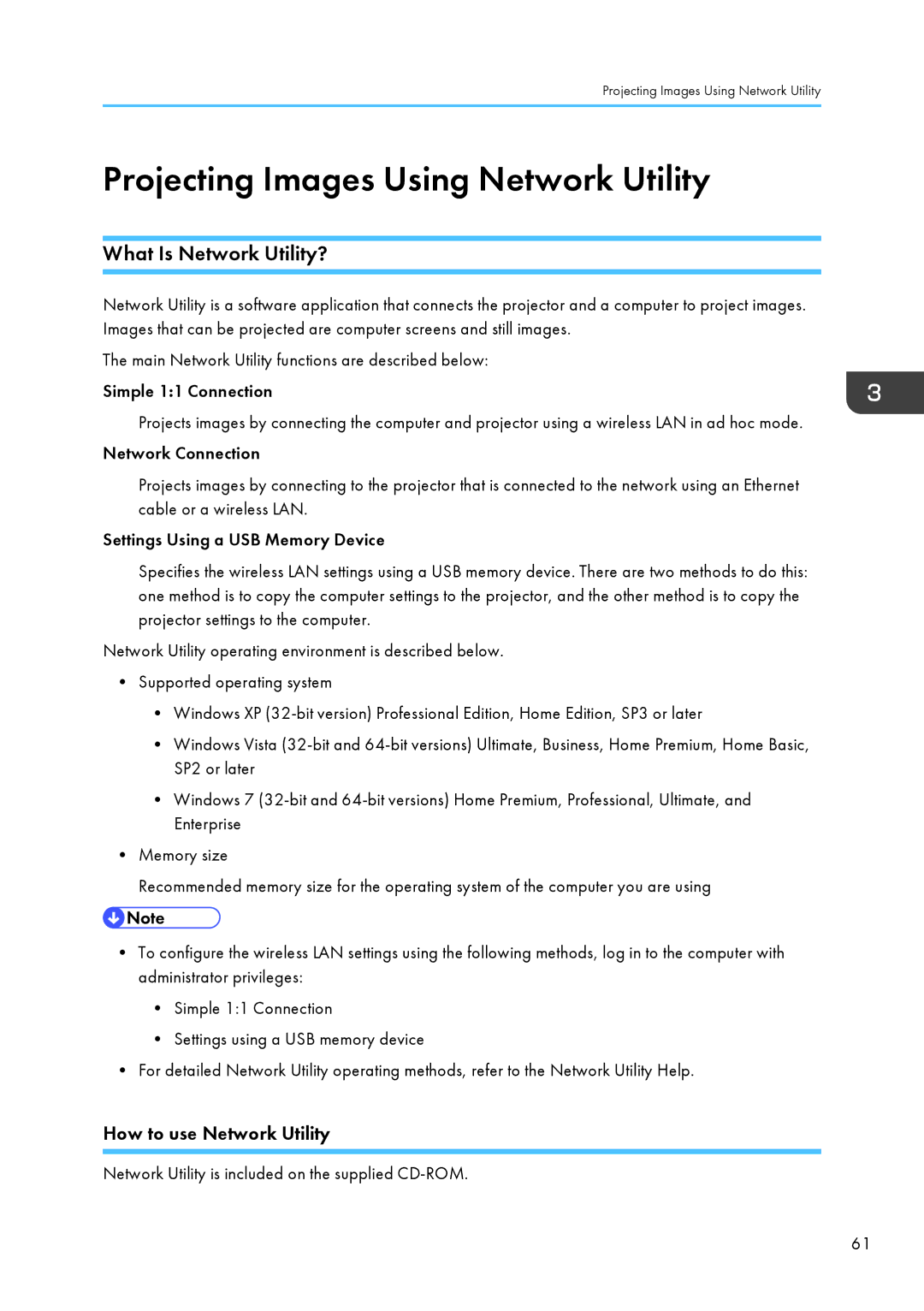 Ricoh WX4130n Projecting Images Using Network Utility, What Is Network Utility?, How to use Network Utility 