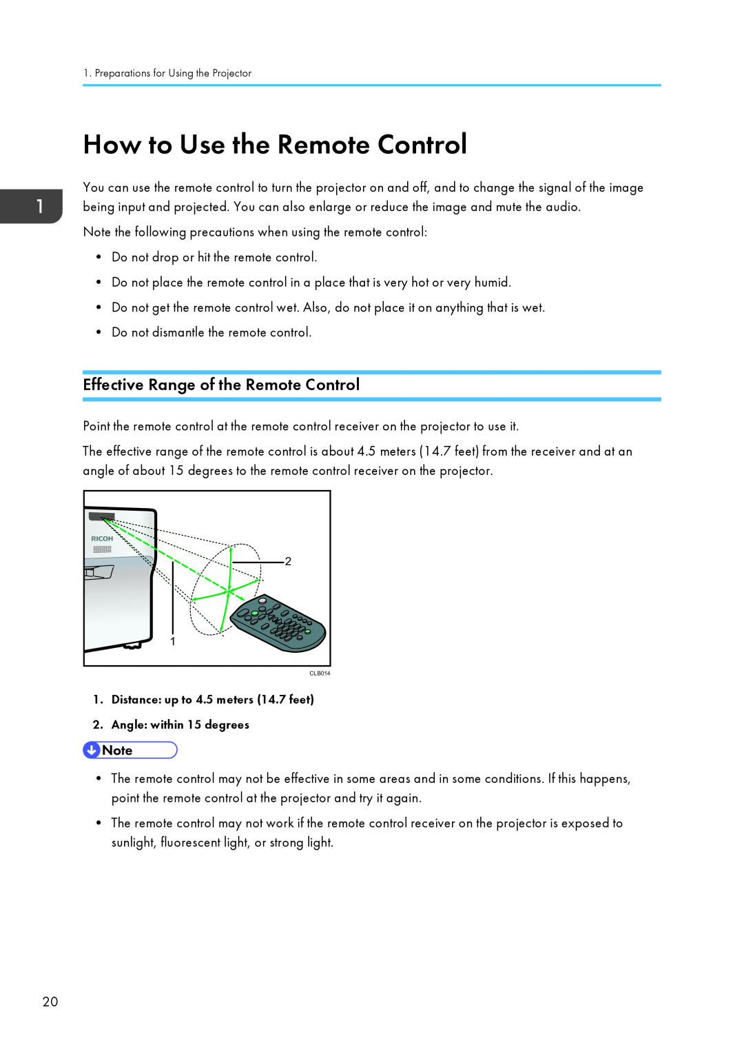 Ricoh WX4130n operating instructions How to Use the Remote Control, Effective Range of the Remote Control 