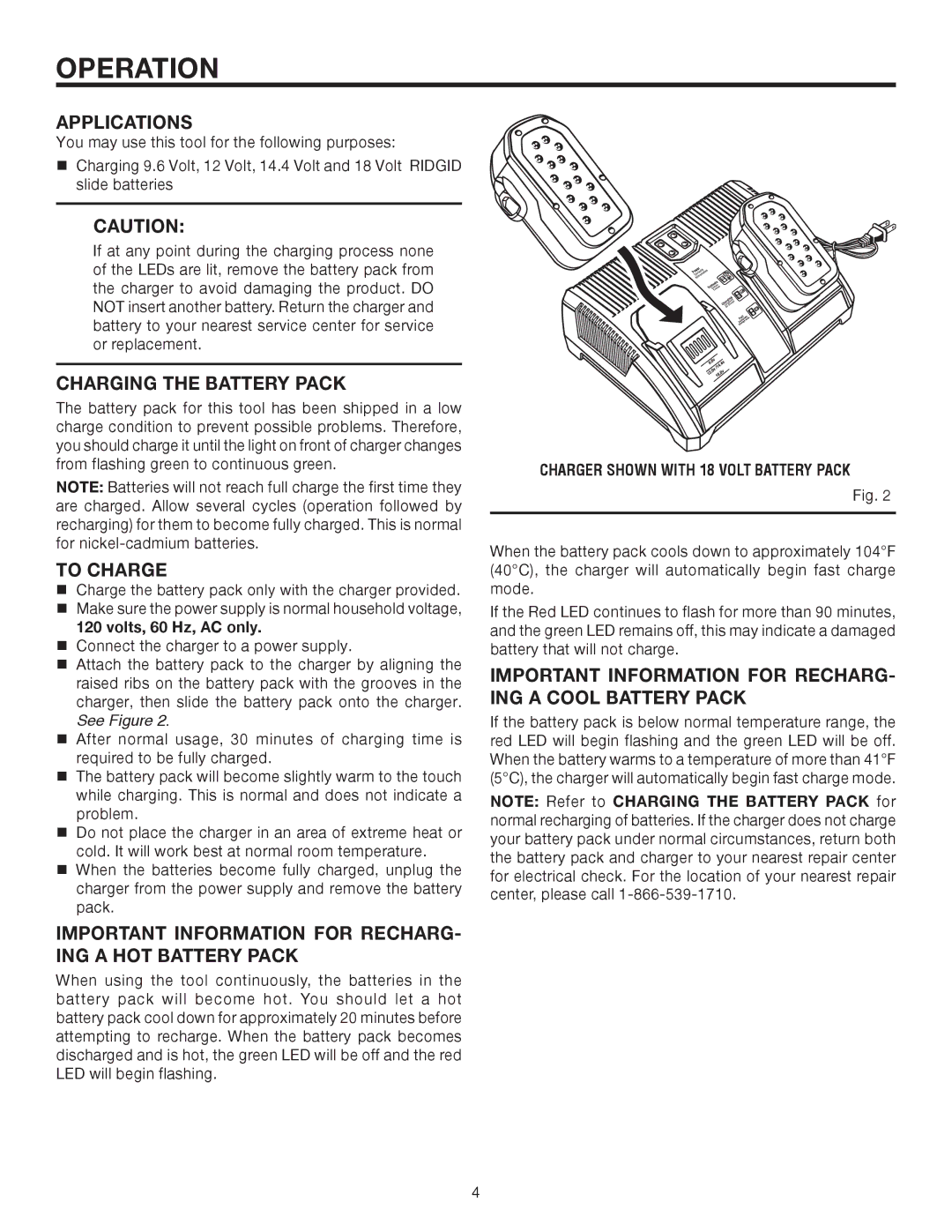 RIDGID 140276002 manual Operation 