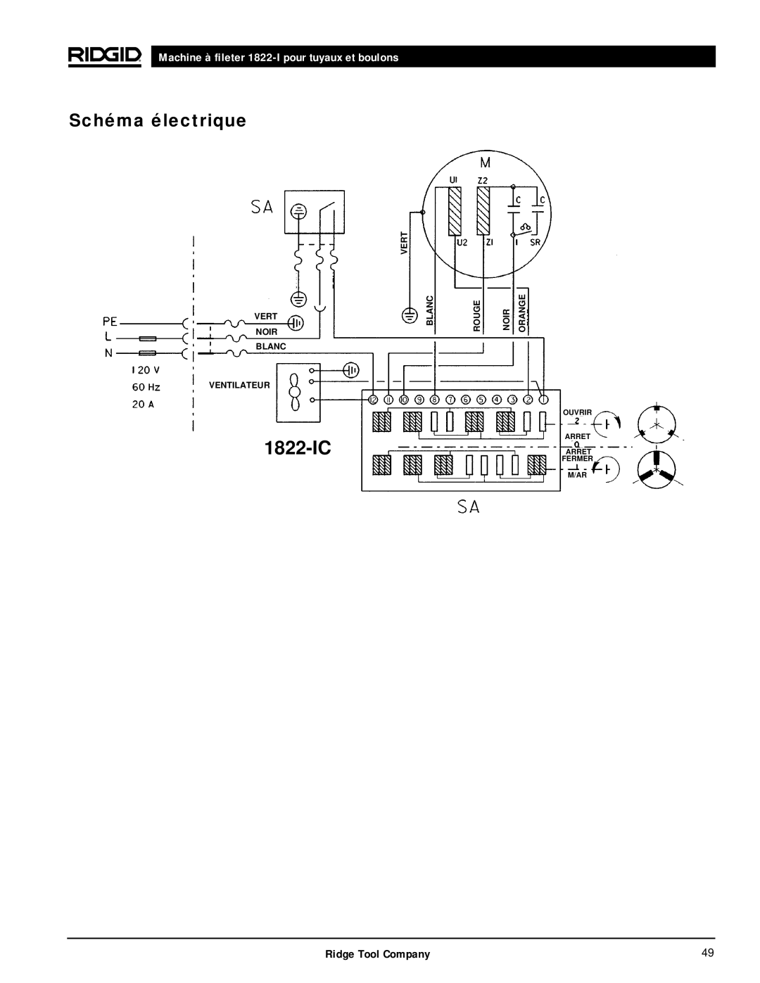 RIDGID 1822-I manual Schéma électrique 