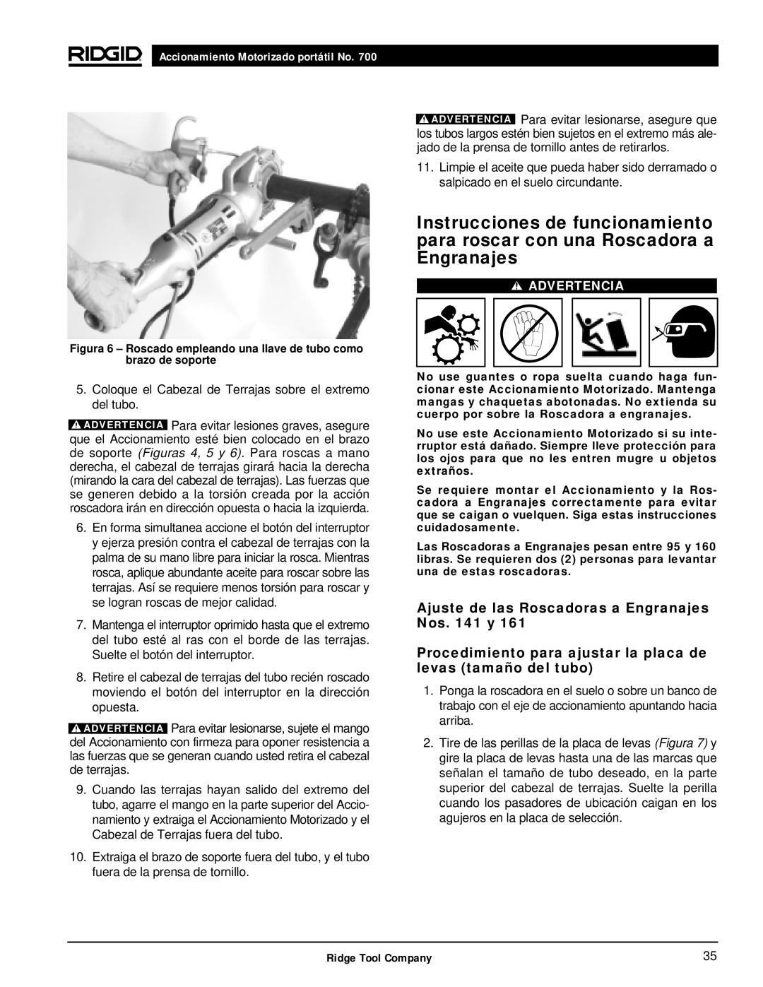 RIDGID 700 manual Coloque el Cabezal de Terrajas sobre el extremo del tubo 