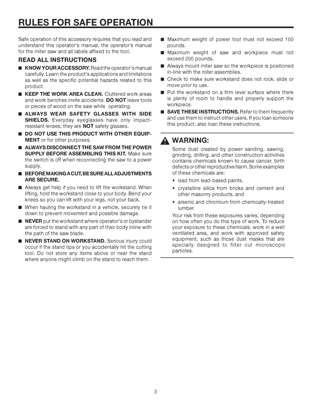 RIDGID AC9940 manual Rules for Safe Operation, Read ALL Instructions 