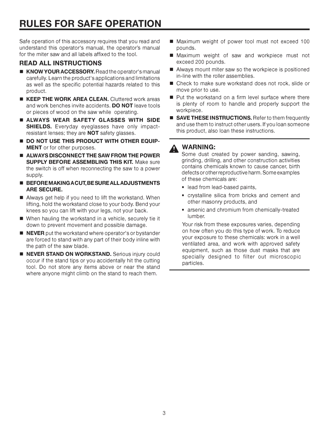 RIDGID AC99402 manual Rules for Safe Operation, Read ALL Instructions 