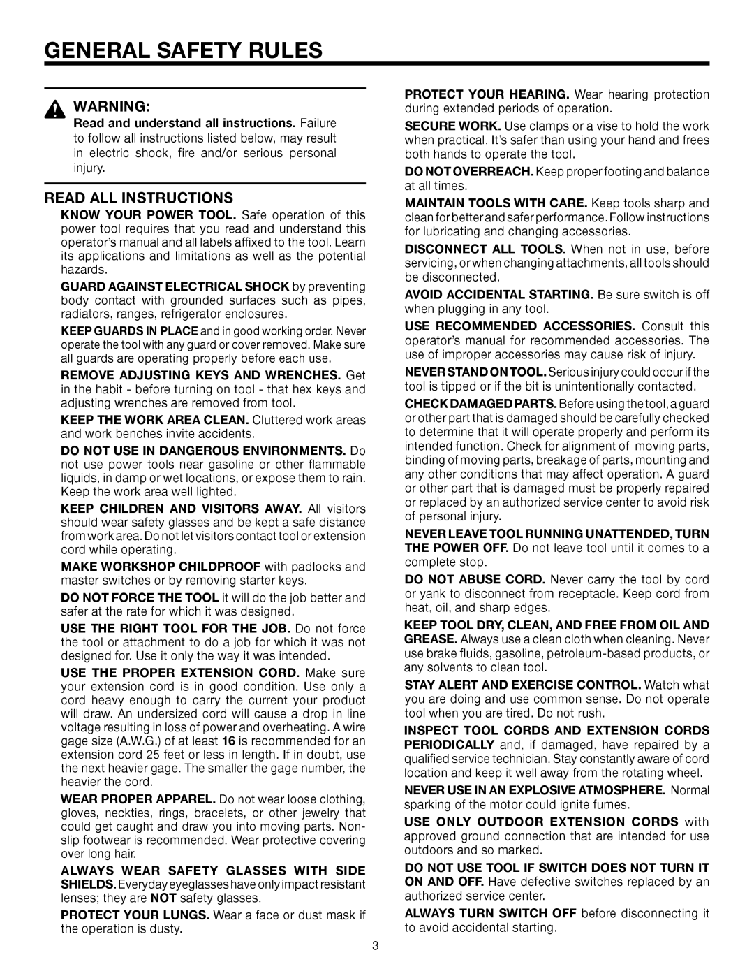 RIDGID BS14002 manual General Safety Rules, Read ALL Instructions 