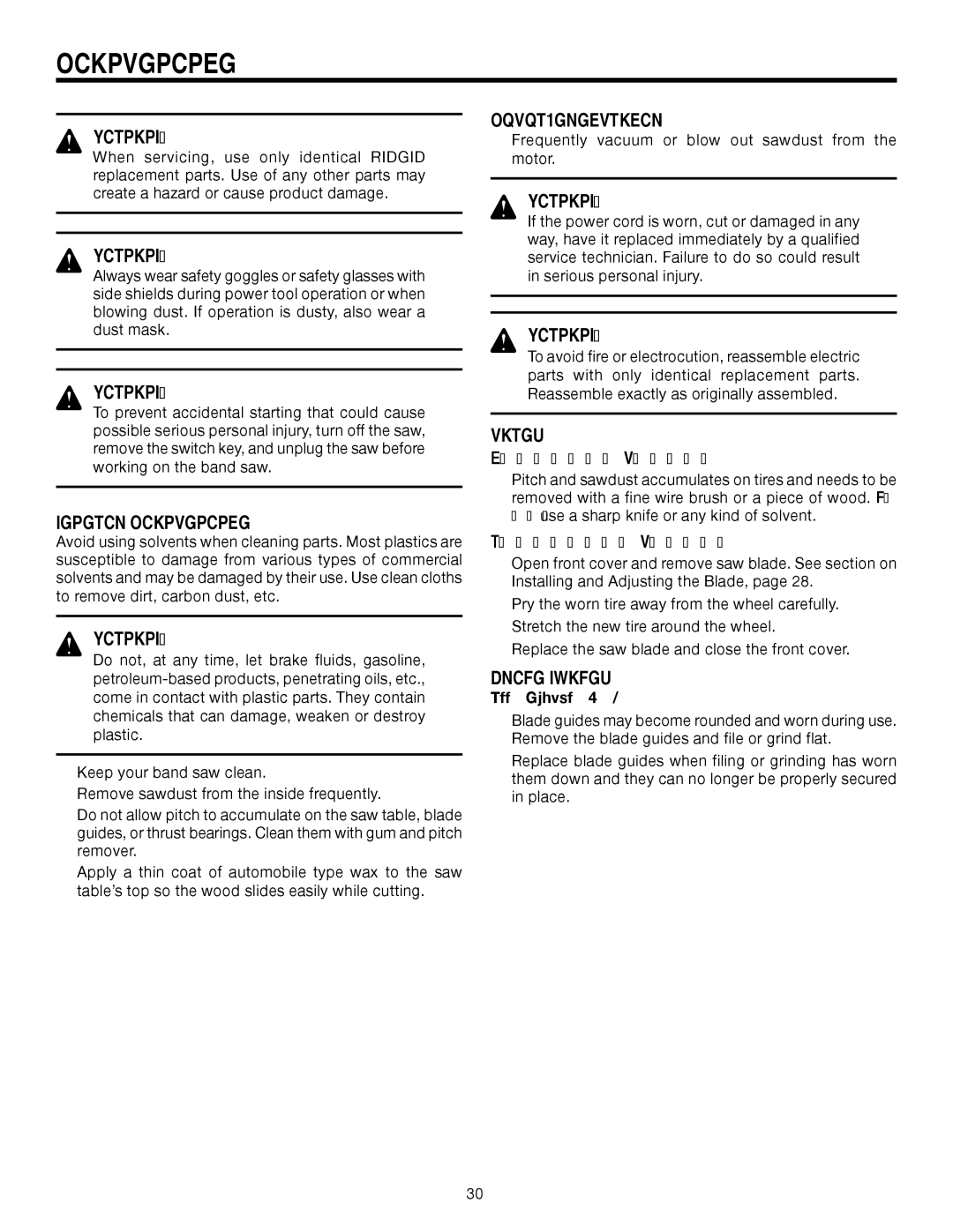 RIDGID BS14002 manual General Maintenance, Motor/Electrical, Tires 