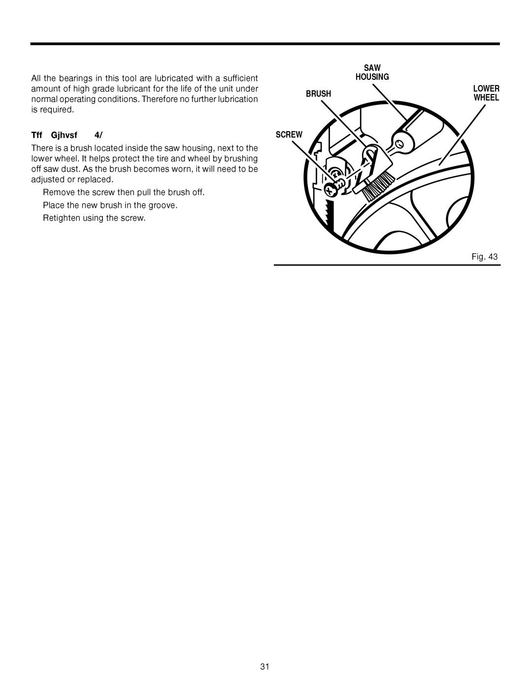 RIDGID BS14002 manual Lubrication, Brush 