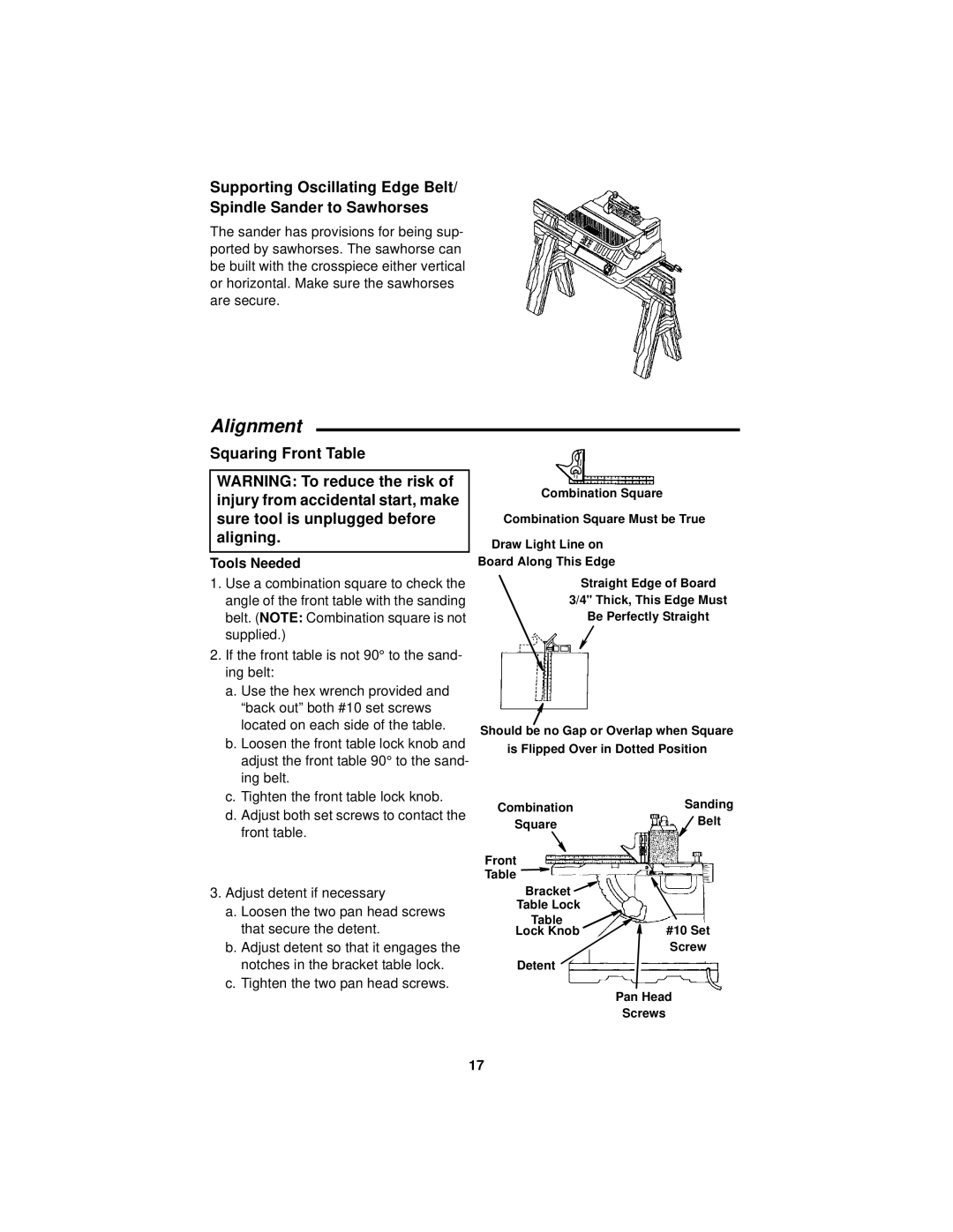 RIDGID EB44241 manual Alignment, Squaring Front Table, Tools Needed 