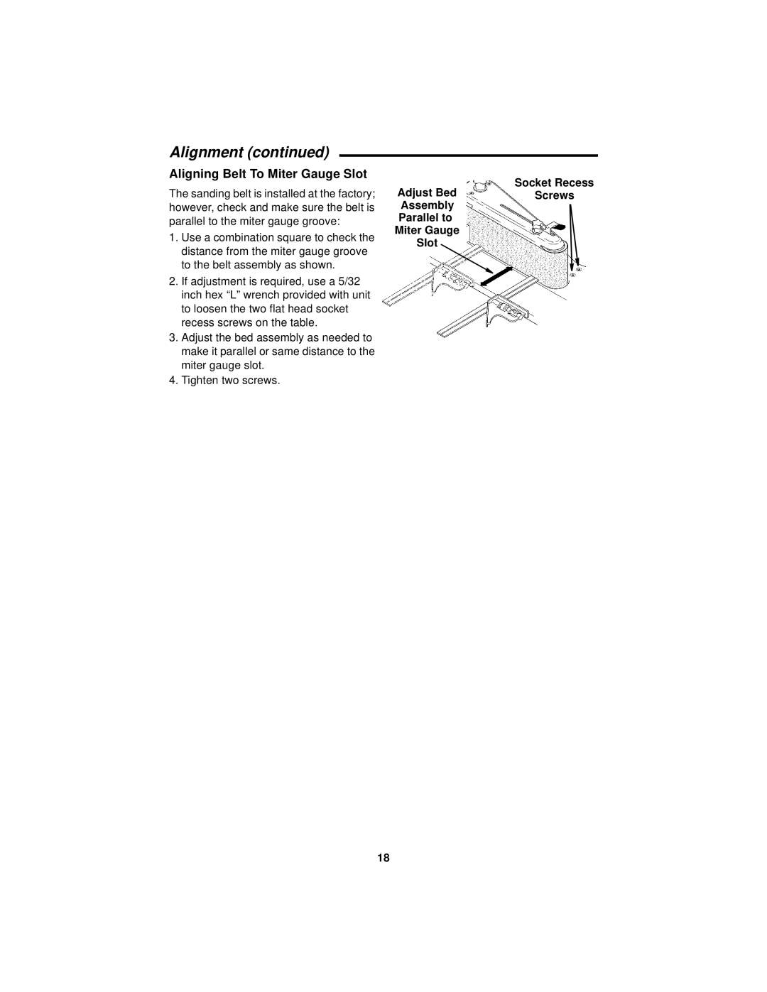 RIDGID EB44241 manual Aligning Belt To Miter Gauge Slot 