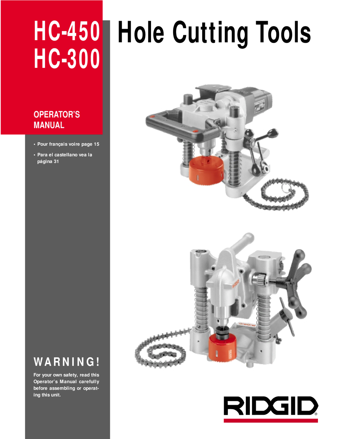 RIDGID hc-450, hc-300 manual HC-300 