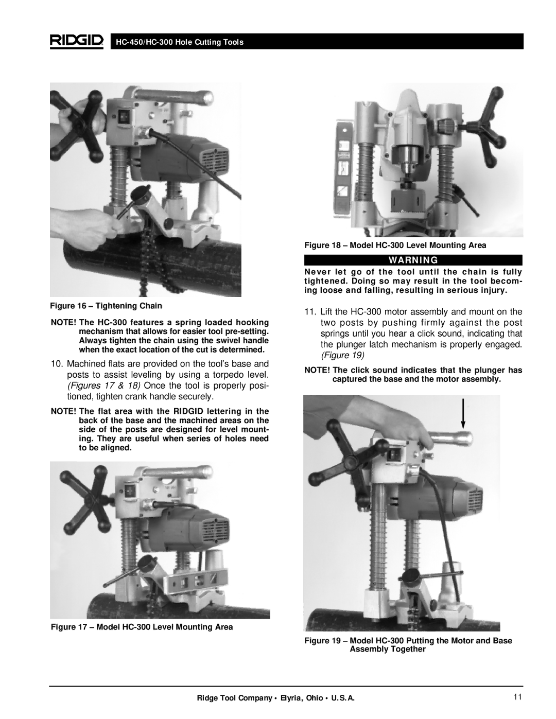 RIDGID hc-450, hc-300 manual Tightening Chain 