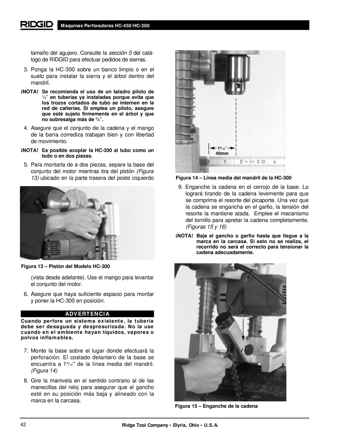 RIDGID hc-300, hc-450 manual Figura 13 Pistón del Modelo HC-300 