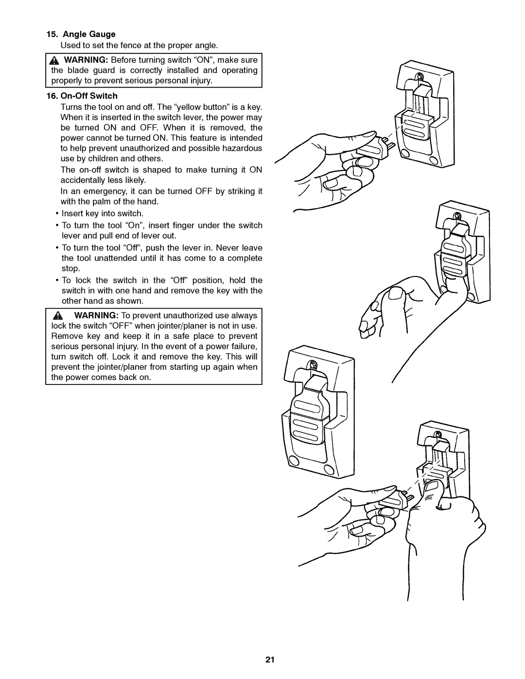 RIDGID JP06101 manual On-Off Switch 