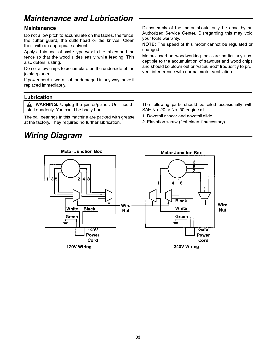 RIDGID JP06101 manual Maintenance and Lubrication, Wiring Diagram 