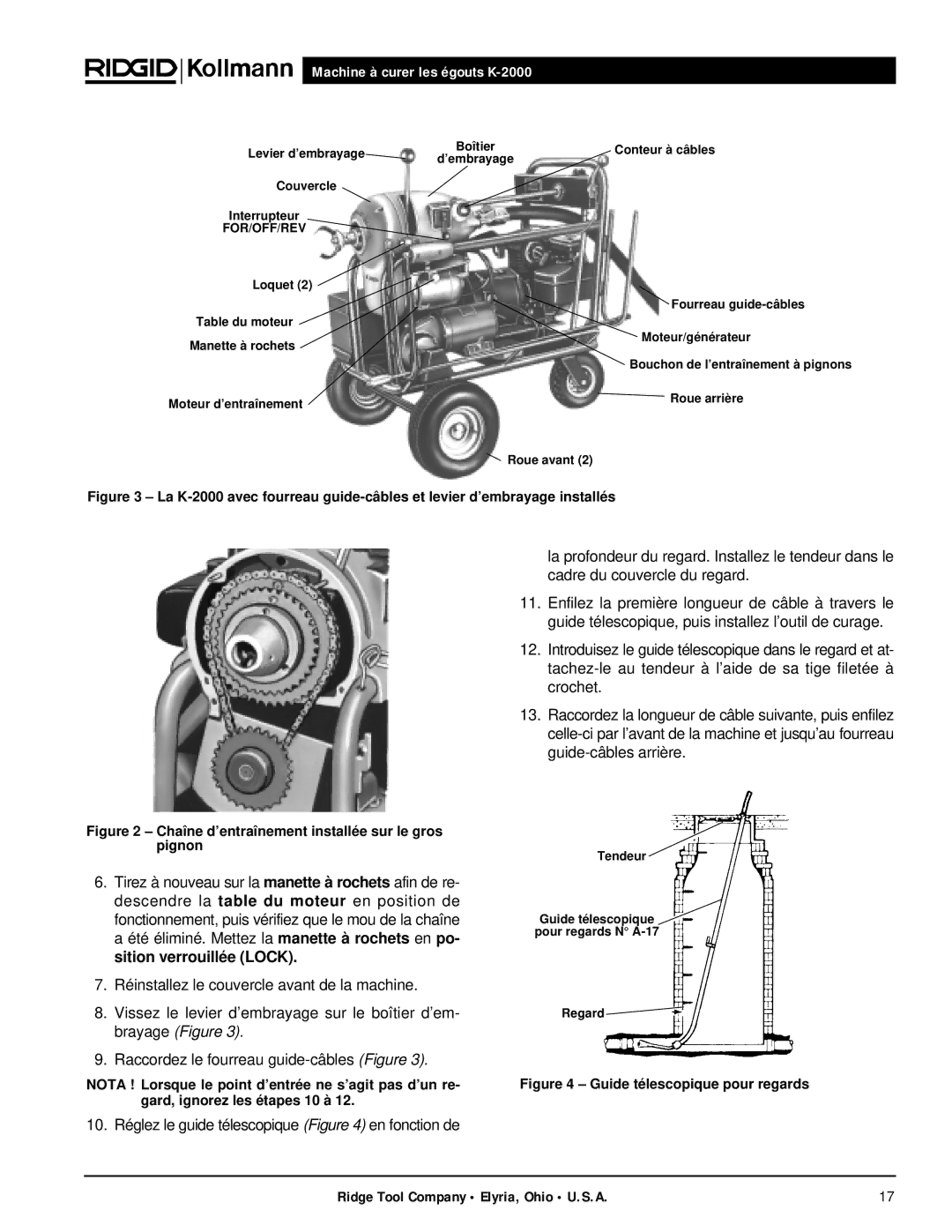 RIDGID K-2000 manual 10. Réglez le guide télescopique en fonction de 