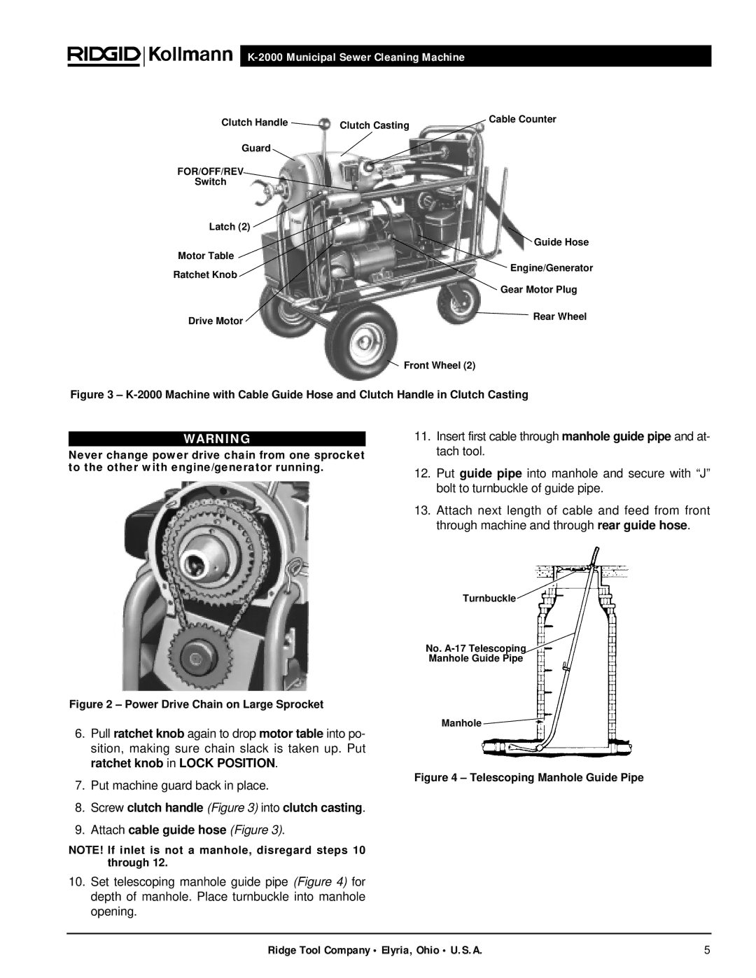 RIDGID K-2000 manual Put machine guard back in place 