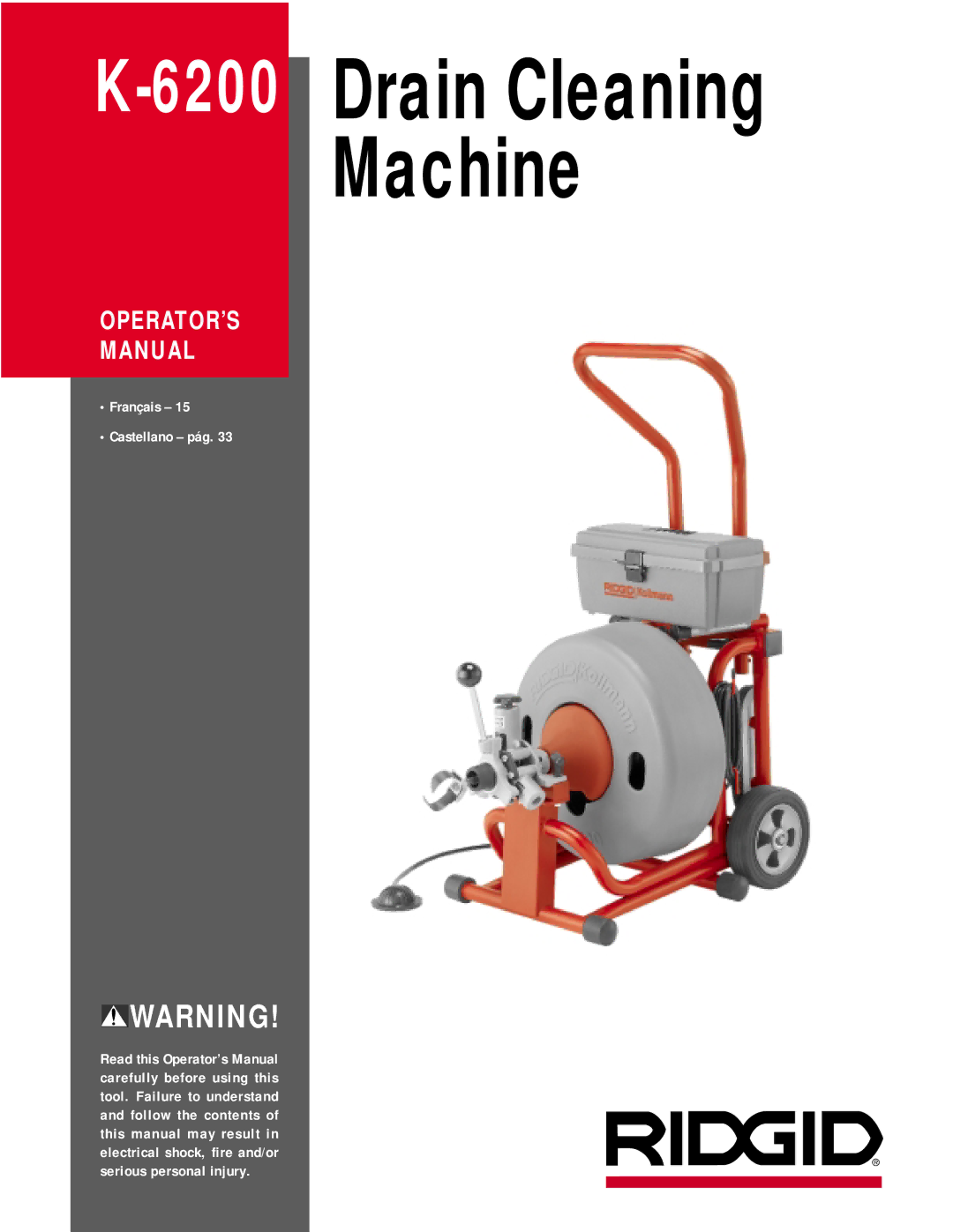 RIDGID K6200 manual 