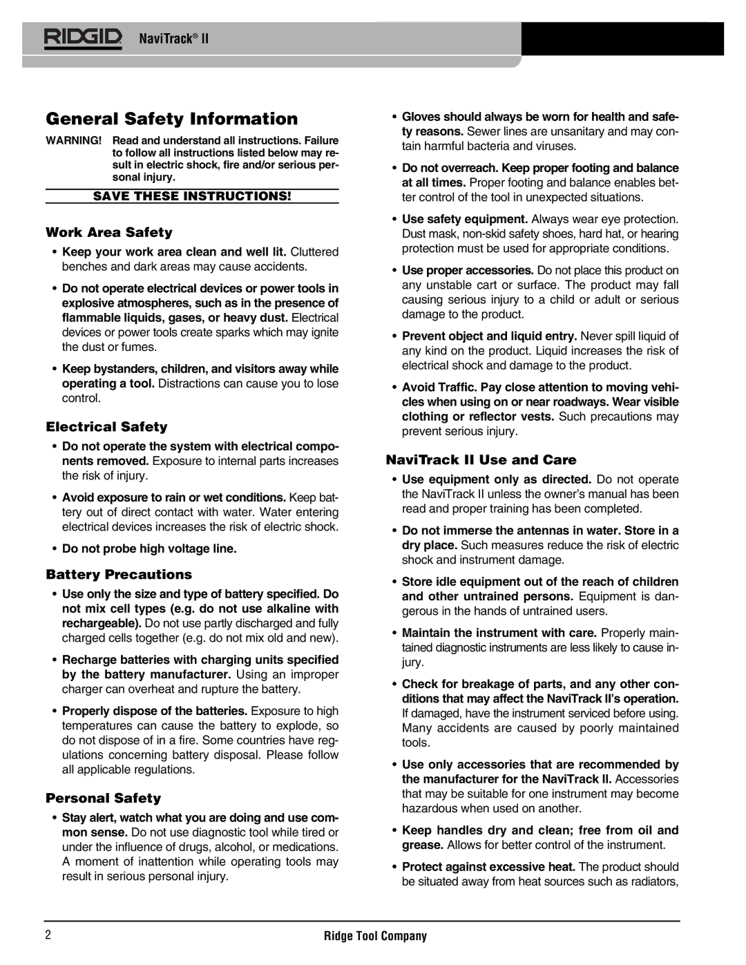 RIDGID Metal Detector manual General Safety Information 