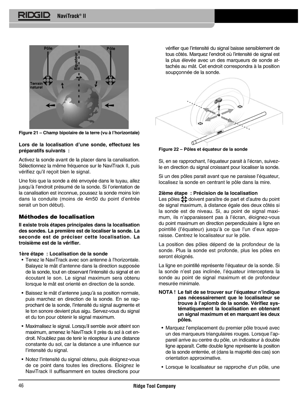 RIDGID Metal Detector manual Méthodes de localisation, 2ième étape Précision de la localisation 