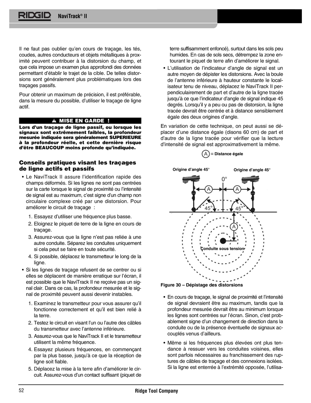 RIDGID Metal Detector manual Si possible, déplacez le transmetteur le long de la ligne 