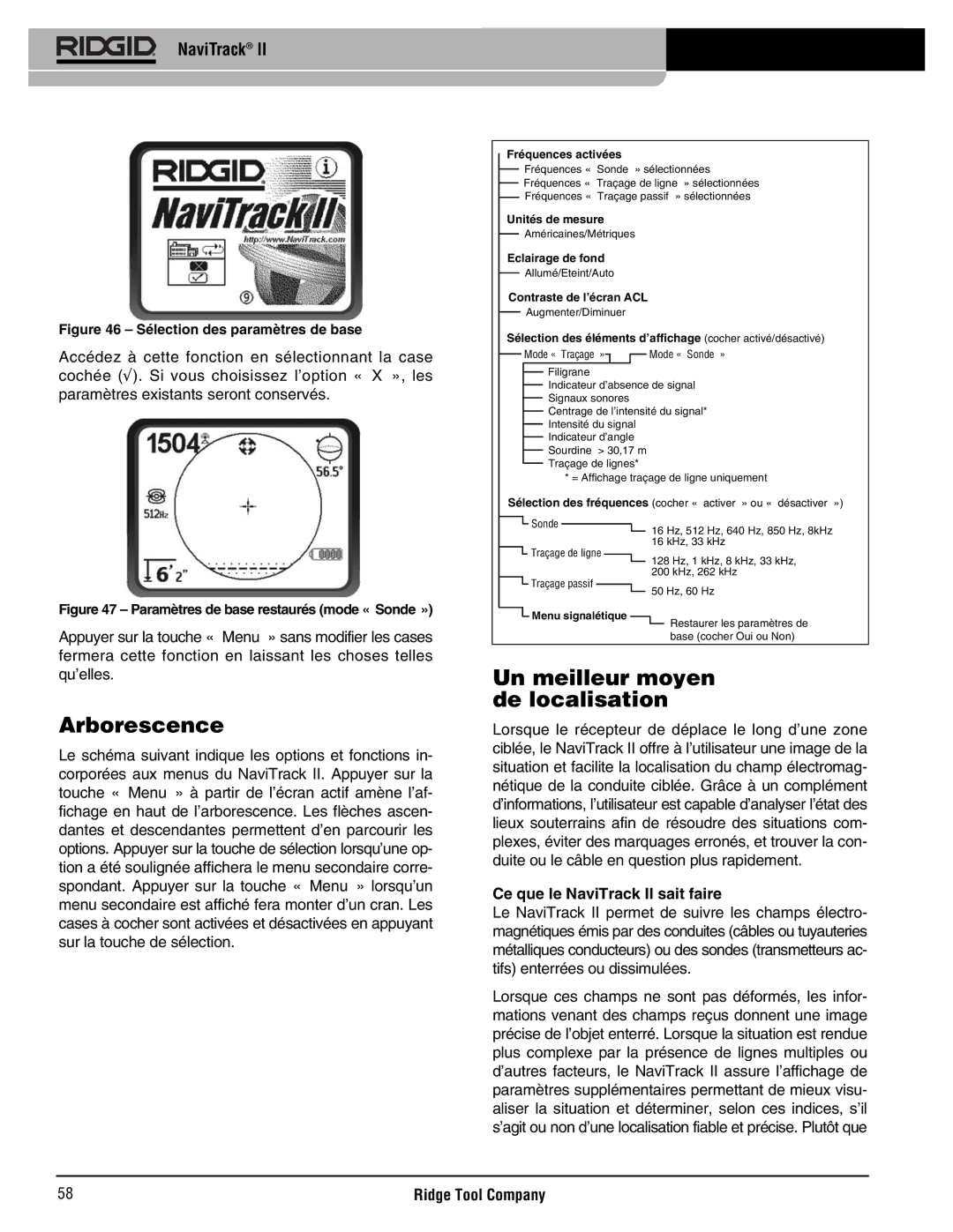 RIDGID Metal Detector manual Arborescence, Un meilleur moyen de localisation, Ce que le NaviTrack II sait faire 