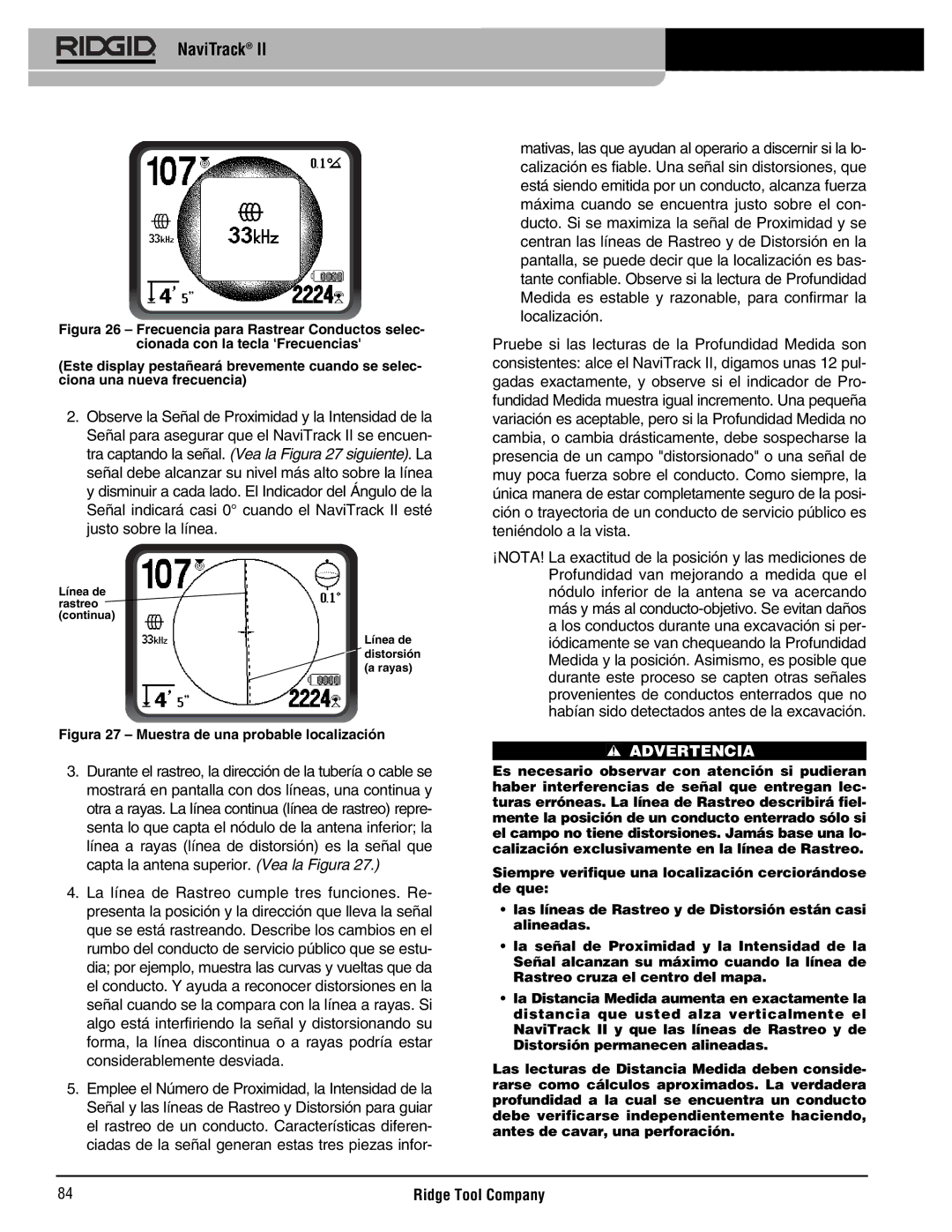 RIDGID Metal Detector manual Figura 27 Muestra de una probable localización 