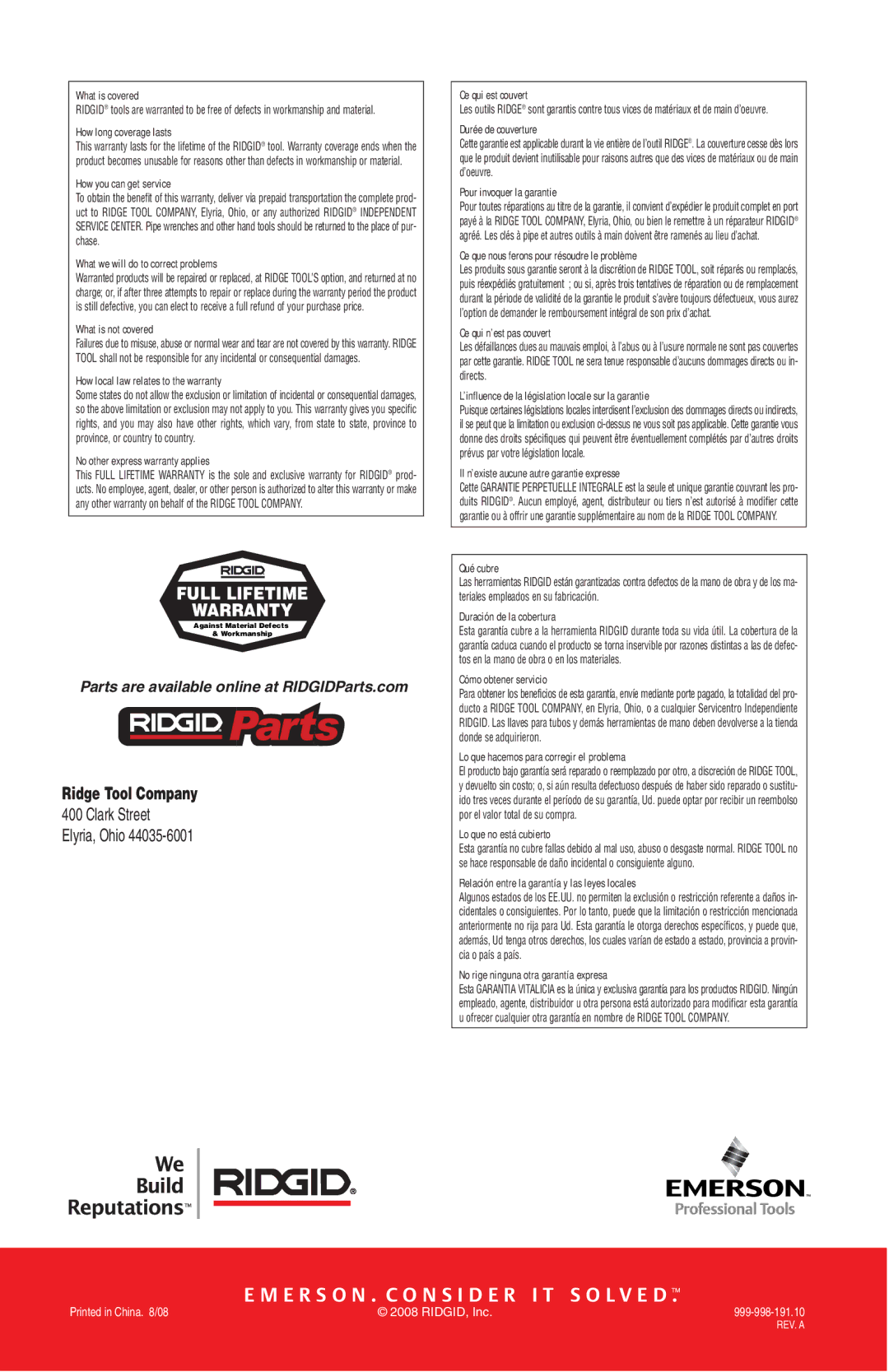 RIDGID microEXPLORER manual E R S O N . C O N S I D E R I T S O L V E D 