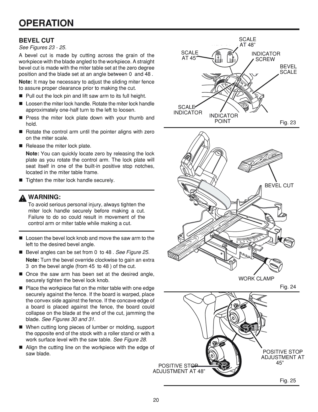 RIDGID MS 1065LZ manual Bevel CUT, AT 48º, AT 45º, Saw blade 