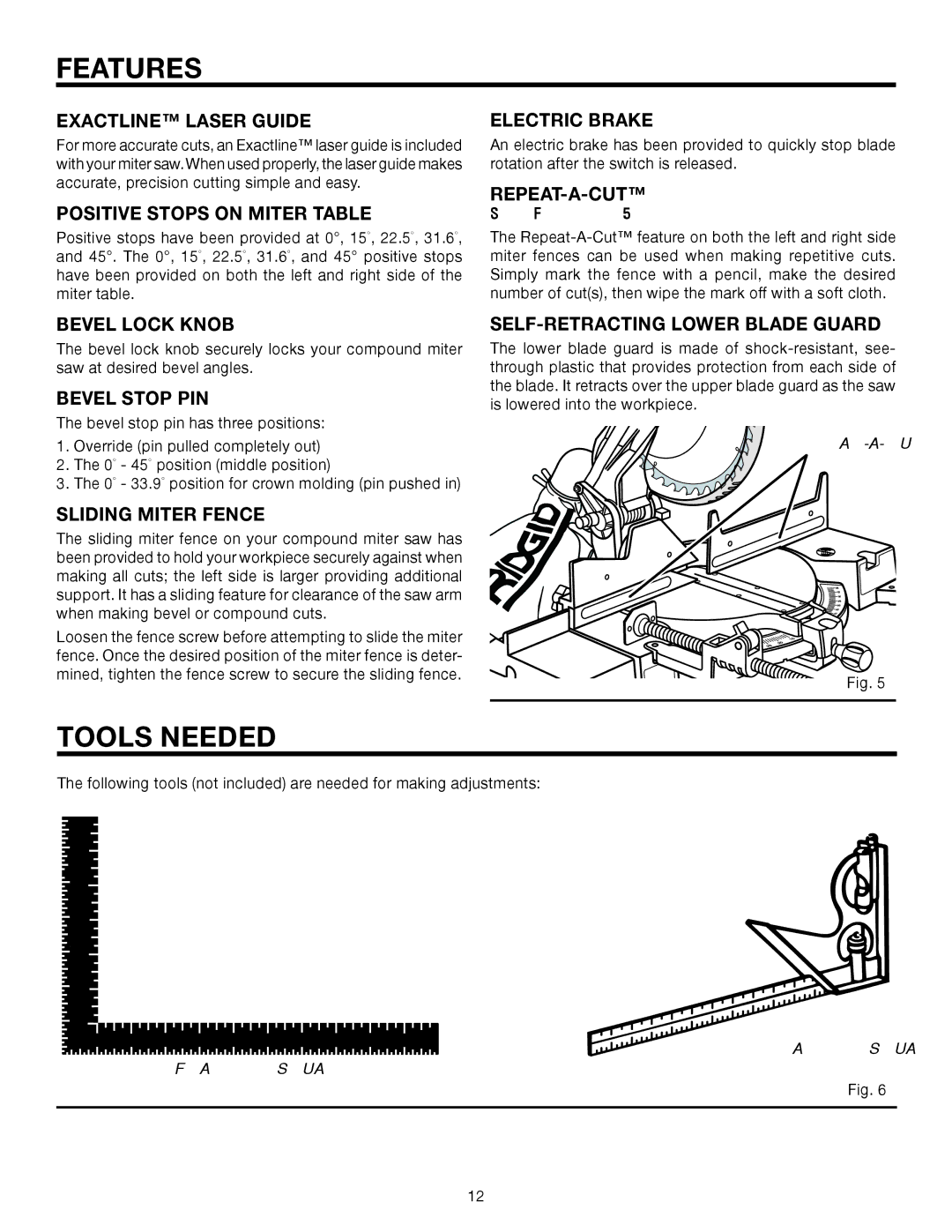 RIDGID MS1250LZ1 manual Tools Needed 