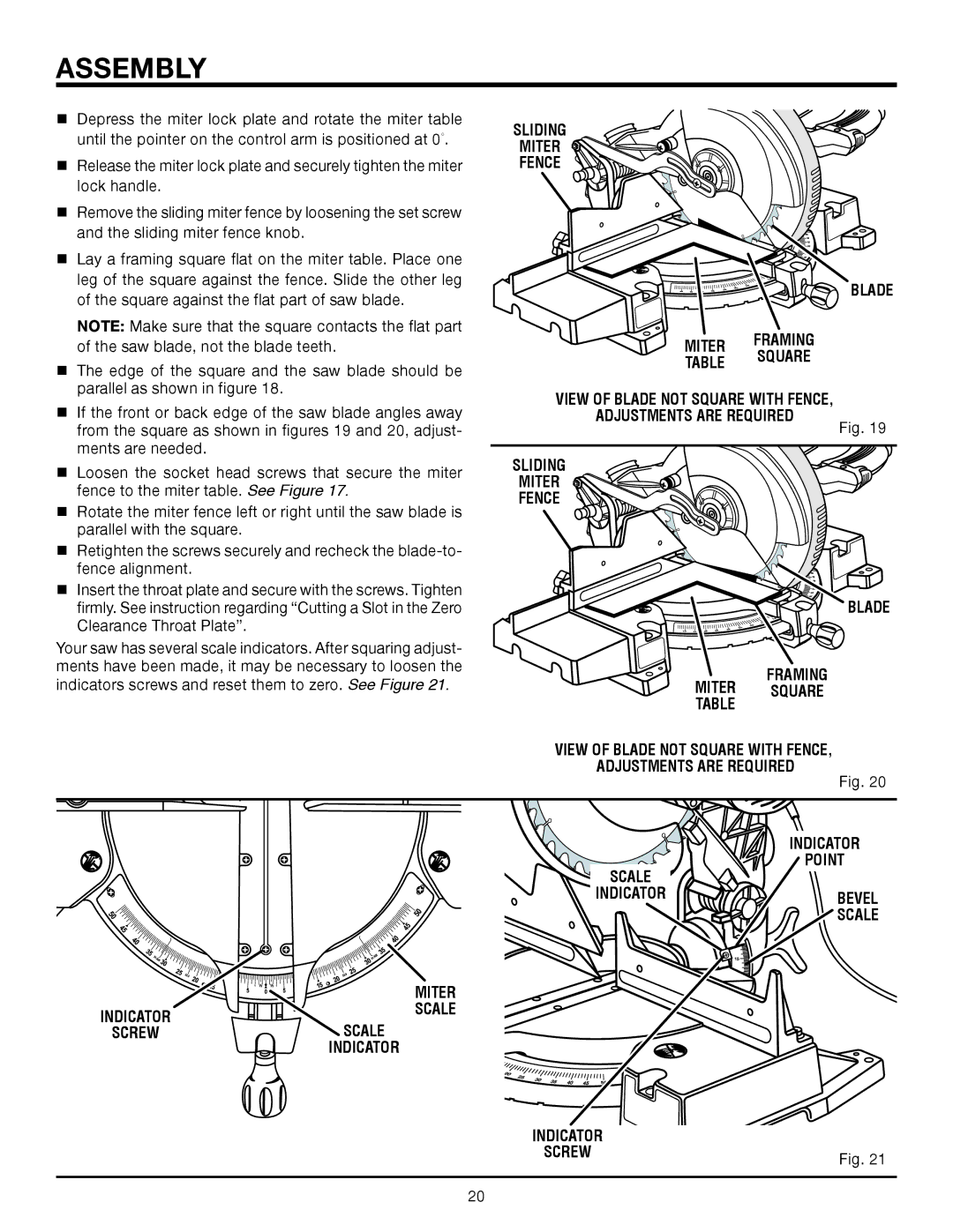 RIDGID MS1250LZ1 manual Adjustments are Required Sliding Miter Fence Blade 