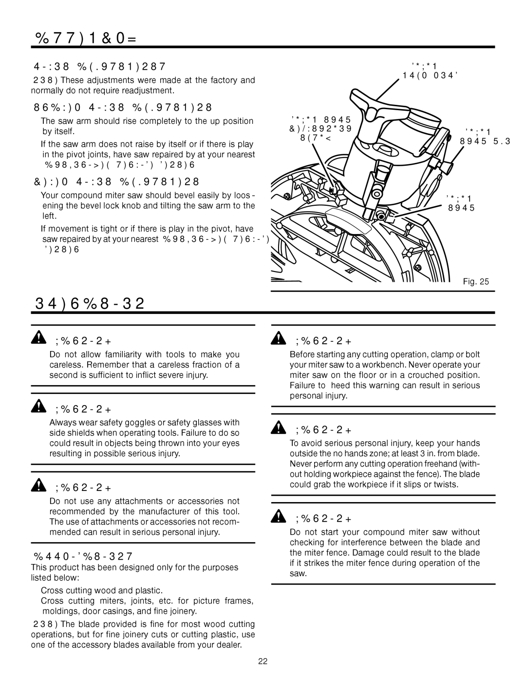 RIDGID MS1250LZ1 manual Operation, Pivot Adjustments Travel Pivot Adjustment, Bevel Pivot Adjustment, Applications 