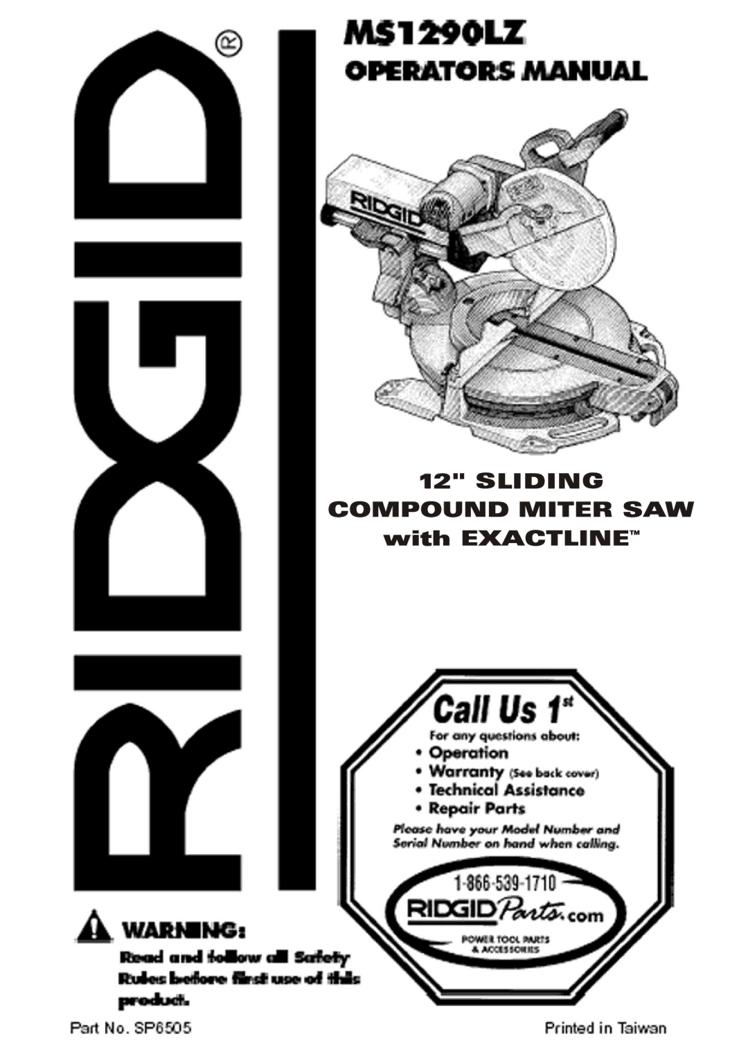 RIDGID MS1290LZ manual 