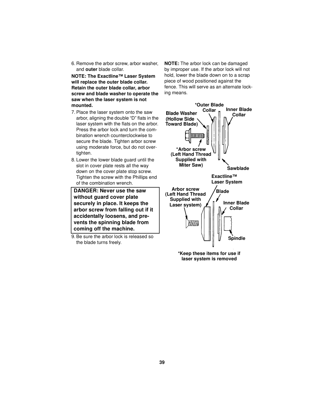 RIDGID MS1290LZ manual Left Hand Thread Supplied with, Exactline, Supplied with Inner Blade 