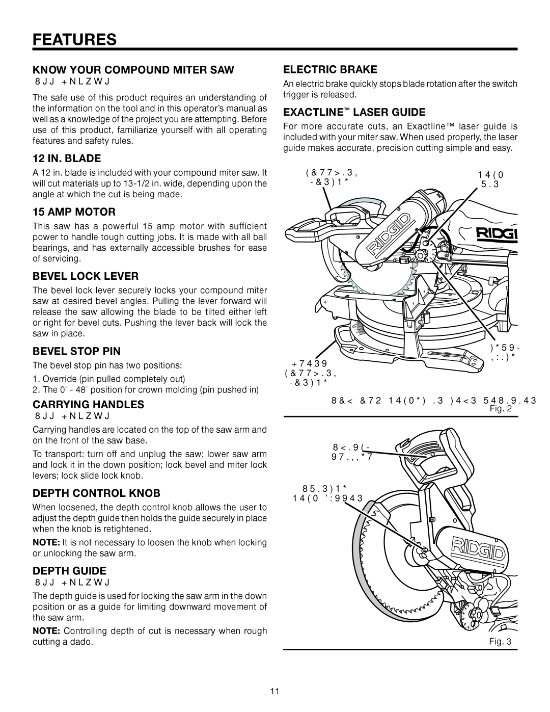 RIDGID MS1290LZ1 Know Your Compound Miter SAW, 12 IN. Blade, AMP Motor, Bevel Lock Lever, Bevel Stop PIN, Electric Brake 