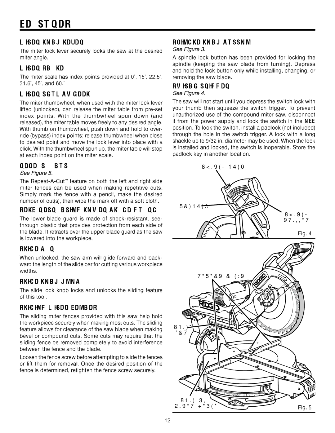 RIDGID MS1290LZA manual Miter Lock Lever, Miter Scale, Miter Thumbwheel, Repeat-A-Cut, SELF-RETRACTING Lower Blade Guard 